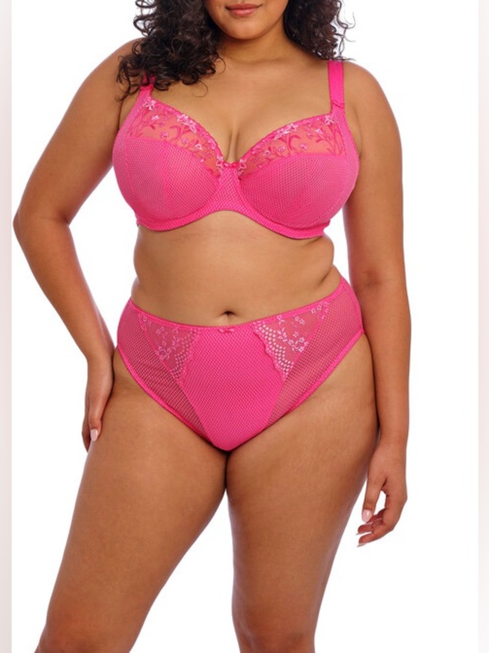 BNWOT Elomi Charley Stretch Plunge Bra, Sz UK32H/US32K & Matching High-Leg Panty